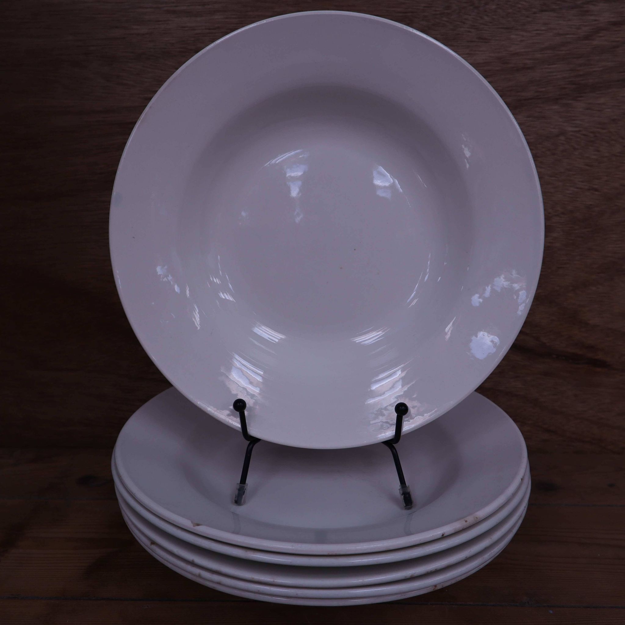 6 White Soup Plates, Digoin and St Amand Porcelain
