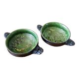 Duo of green cups with earthen pattern