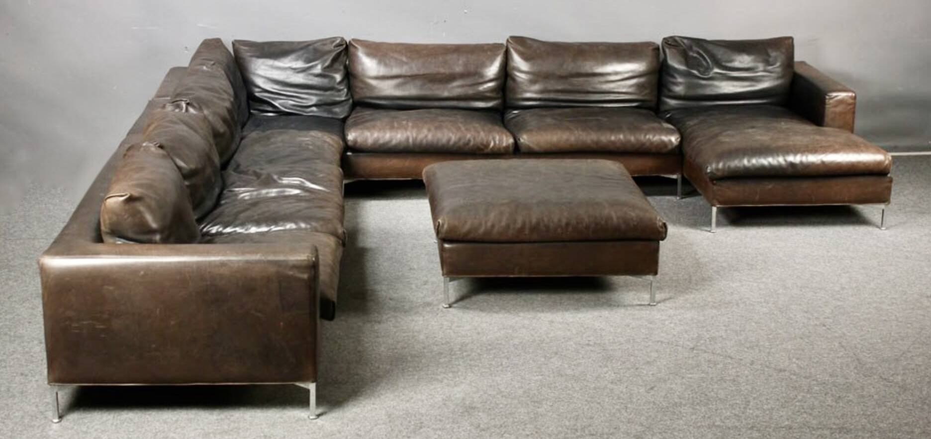 Grand modular leather sofa design for 12 people.
