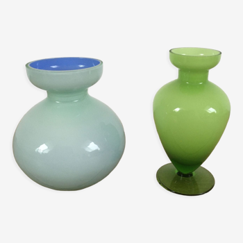 Duo of vases with bright colors