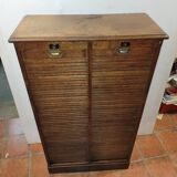 Old double curtained oak filing cabinet