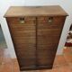 Old double curtained oak filing cabinet