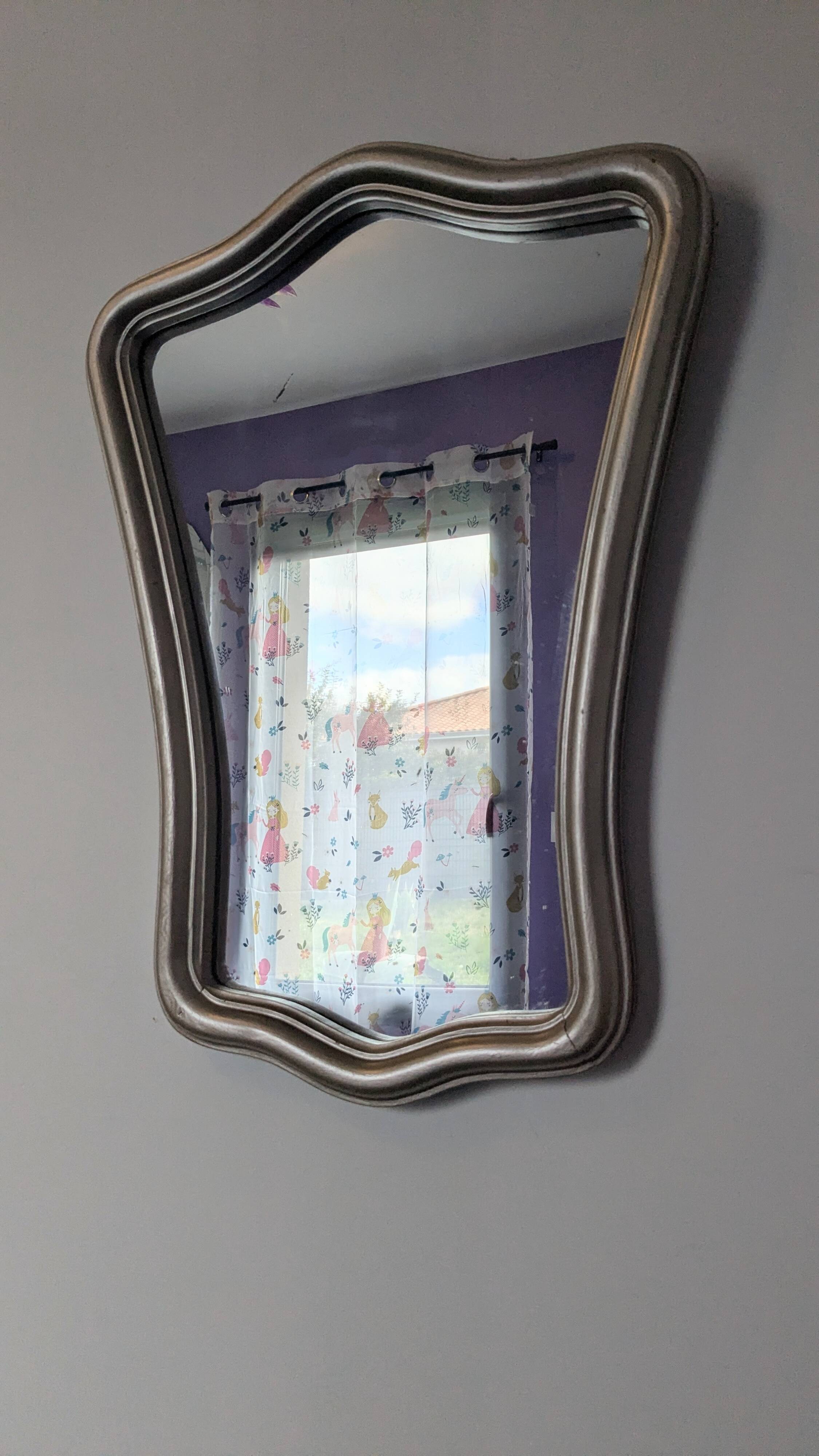 Miroir style Louis XV argenté 67 x 50 cm