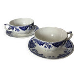 Pair of cups and saucers / Delft blue Gien earthenware