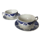 Pair of cups and saucers / Delft blue Gien earthenware