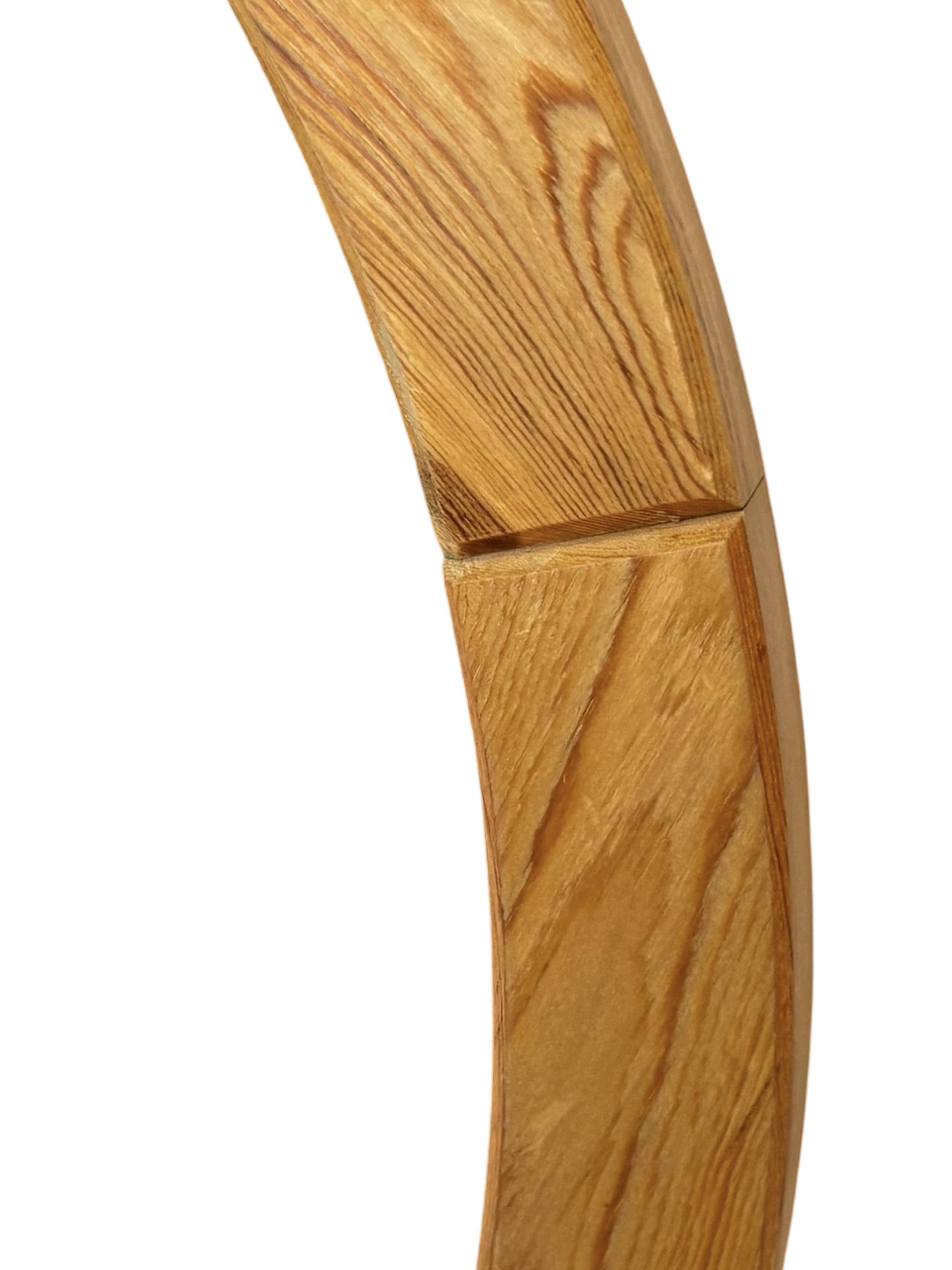 Vintage 70s round pine mirror Swedish design