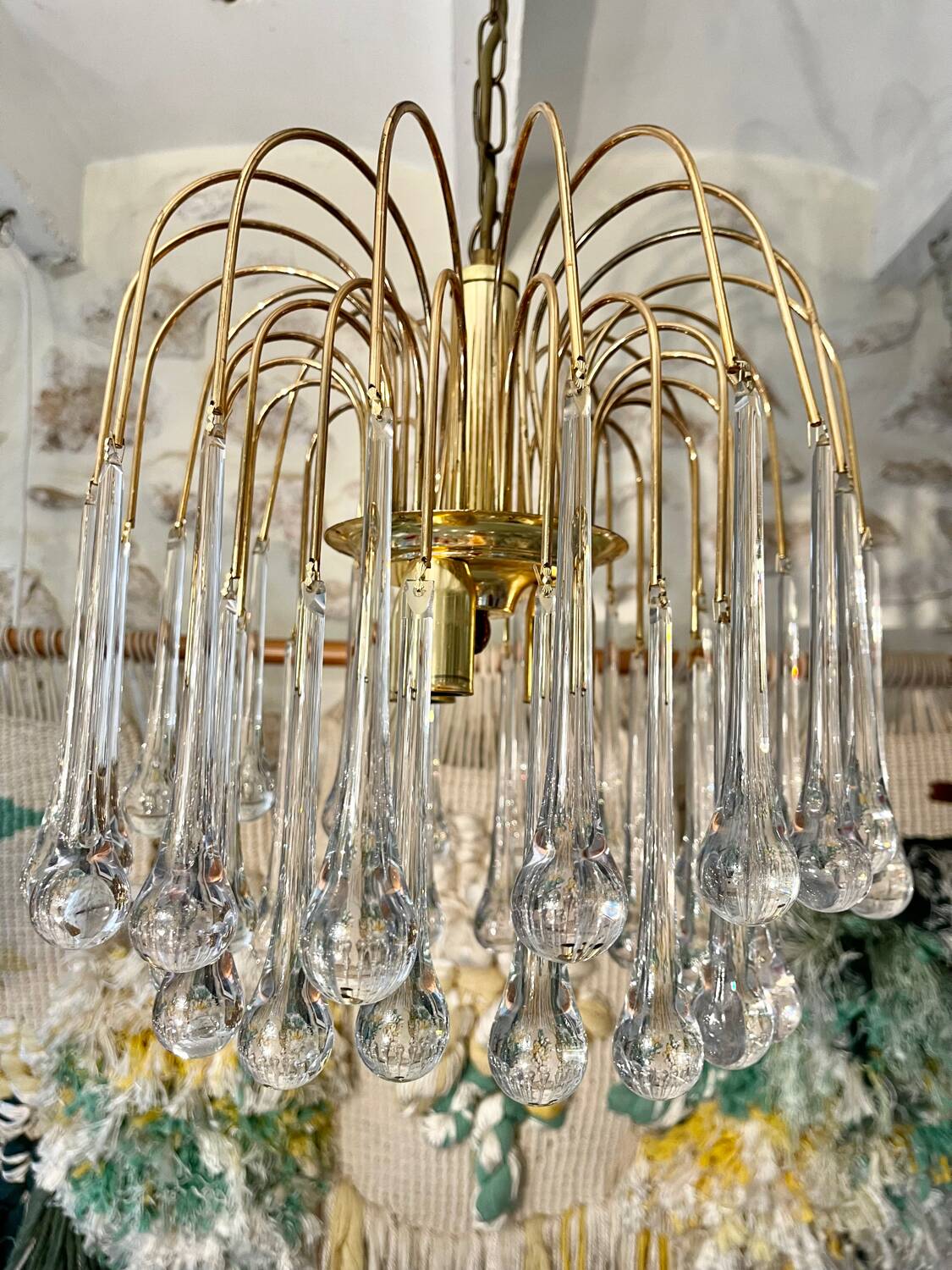 Venini lustre goutte verre murano , Italie 1970