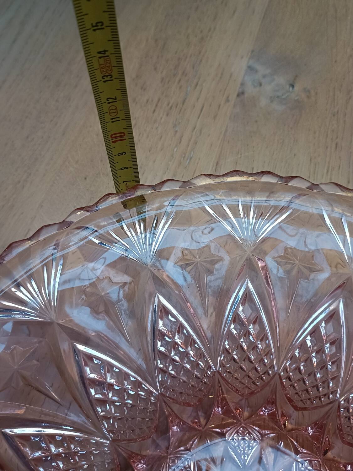 Grand plat Art déco verre rose