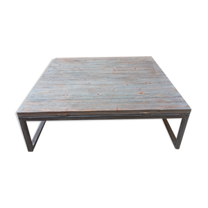 Table basse bois bleu vieilli