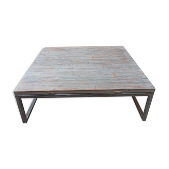 Large size table aged blue wood