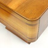 Lot de 2 tables de chevet Art Déco en noyer, Tchécoslovaquie années 1940