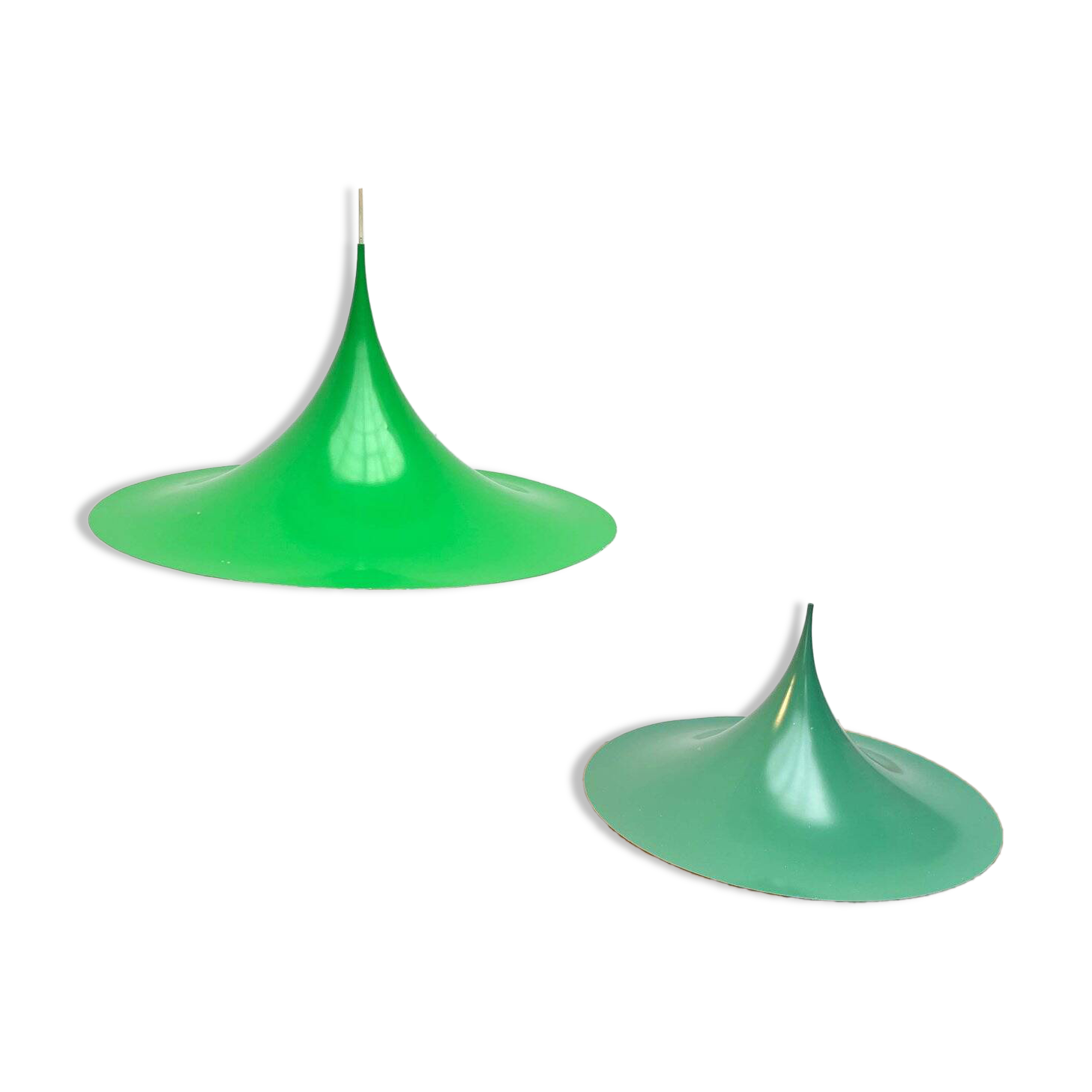 Semi-model tulip pendant lamp green space Danish mid-century by Claus Bondrup and Torsten Thorup for Fog & Mørup, 1960s, set of 2