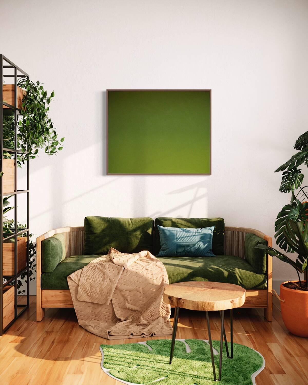 Abstract Monochrome anise green 100x81 cm