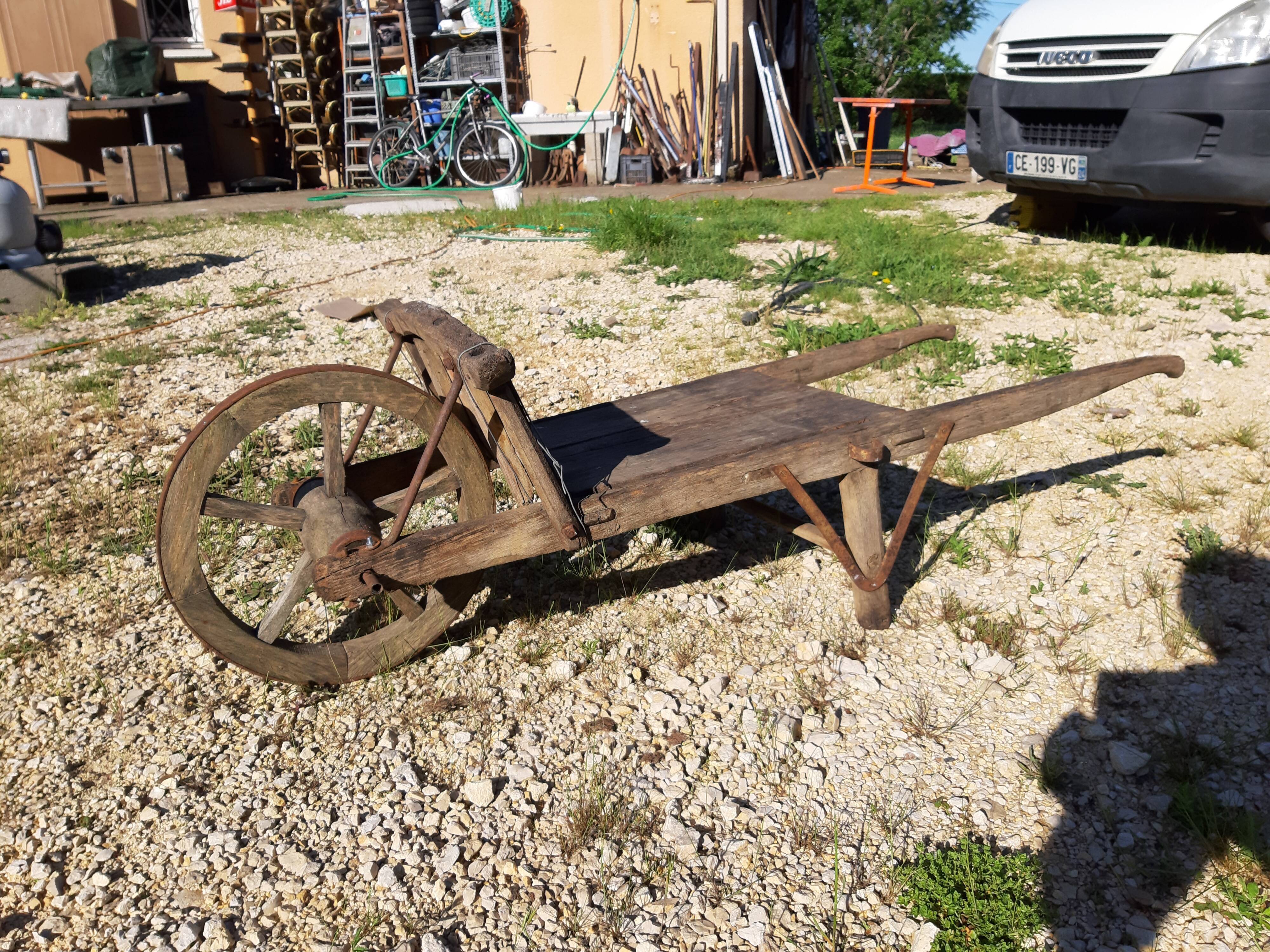 Old wood garden wheelbarrow