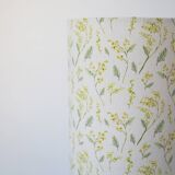 Table lamp, vase base with geometric handles and printed lampshade