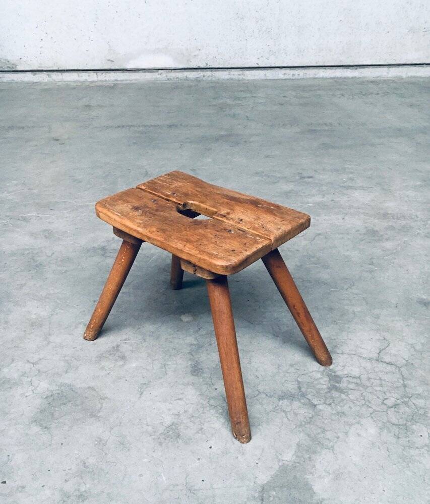 Folk Art Handmade Milk Stool, Late 1800s