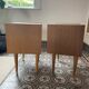 Paire de chevets en bois SEMB vintage – pieds compas & laiton doré
