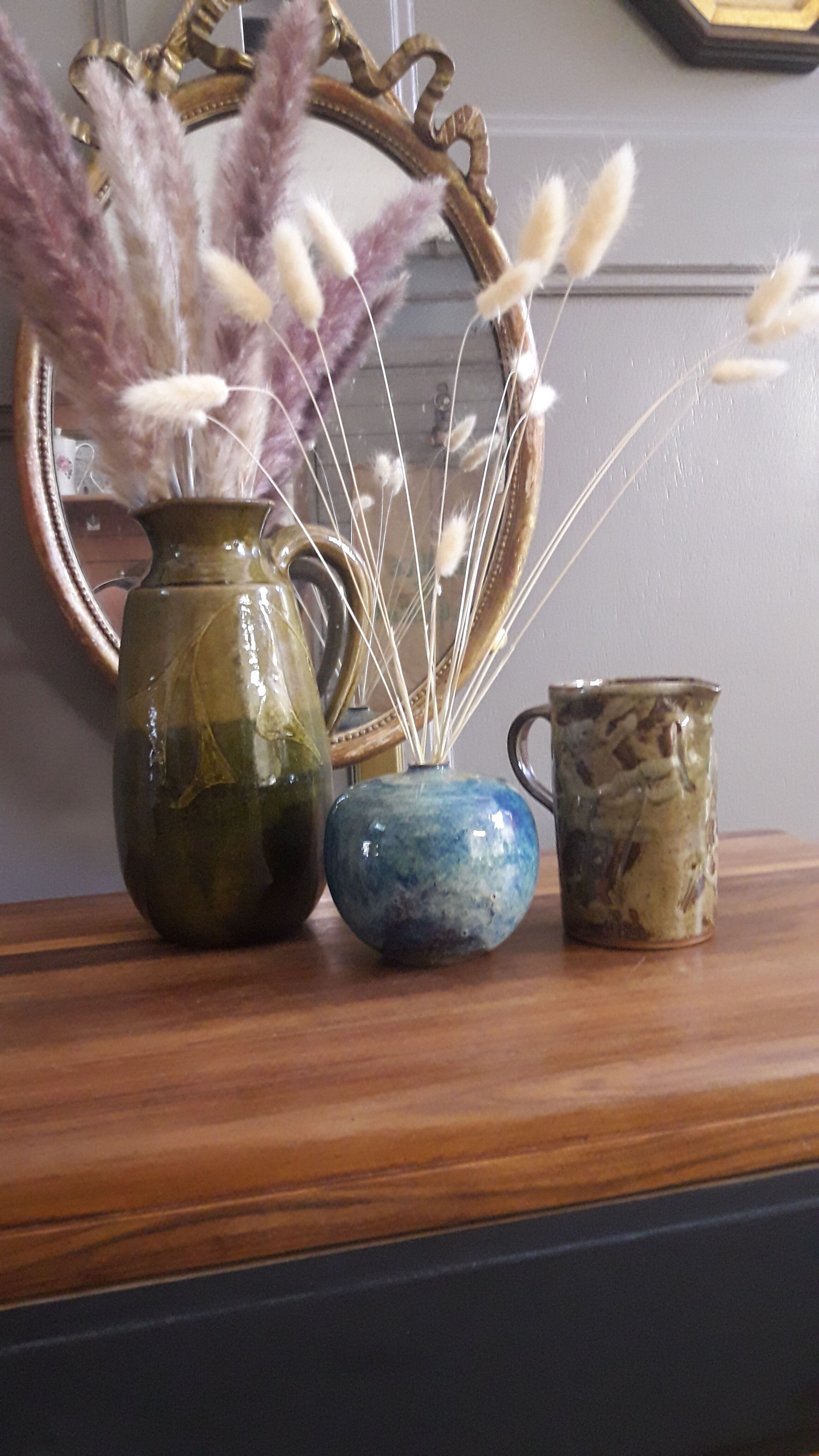 Enamelled terracotta pitcher