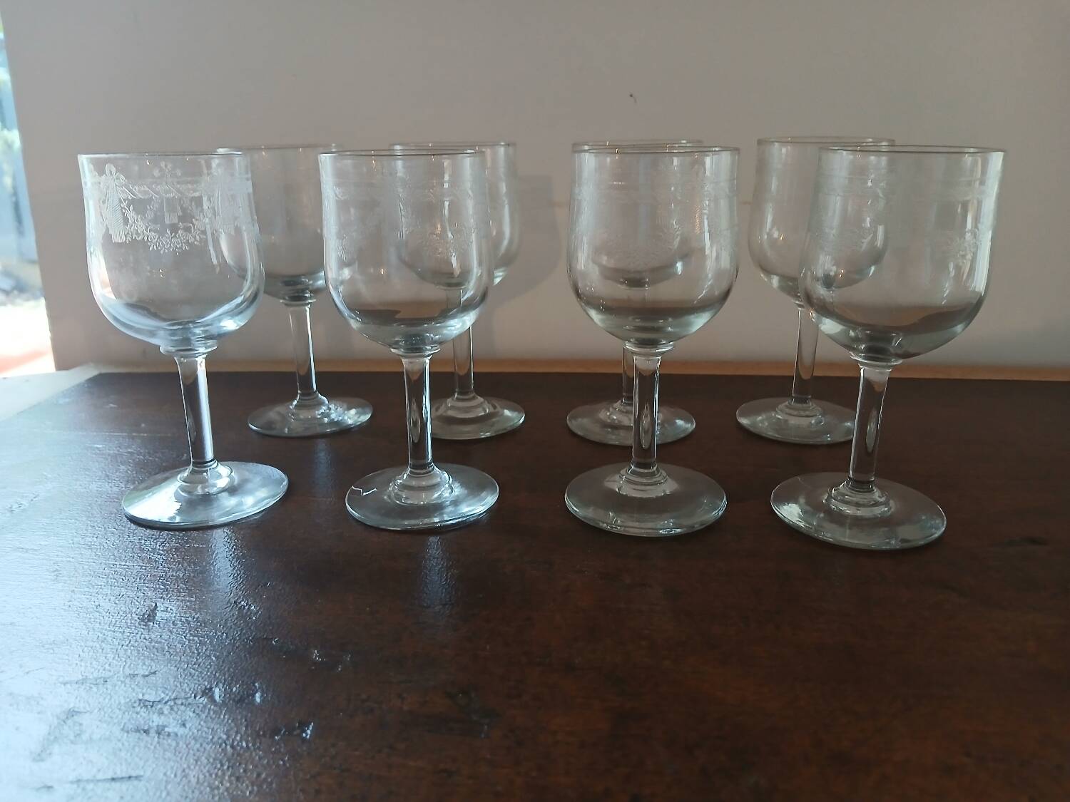 Set of 8 crystal glasses from Meisenthal - Pasteur model - Empire decor
