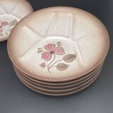 Compartmented plates in colored stoneware with Flower pattern