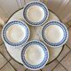 Set of 4 hollow plates Digoin Sarreguemines blue model "Tartan" 40s
