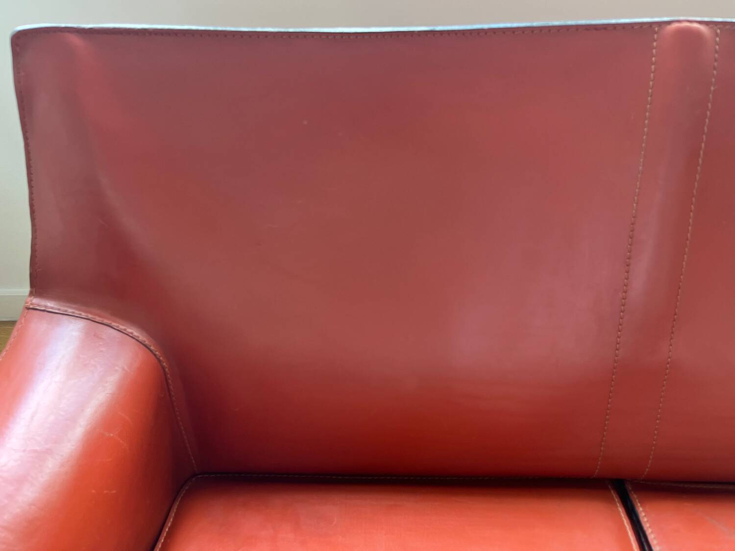 Cognac CAB Cassina 2-seater leather sofa