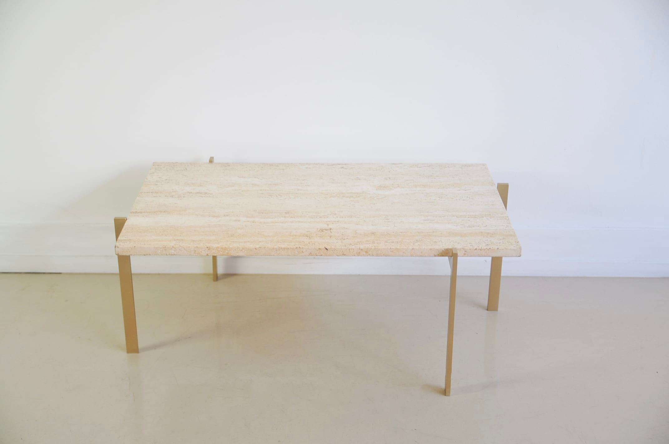 Rectangular travertine coffee table