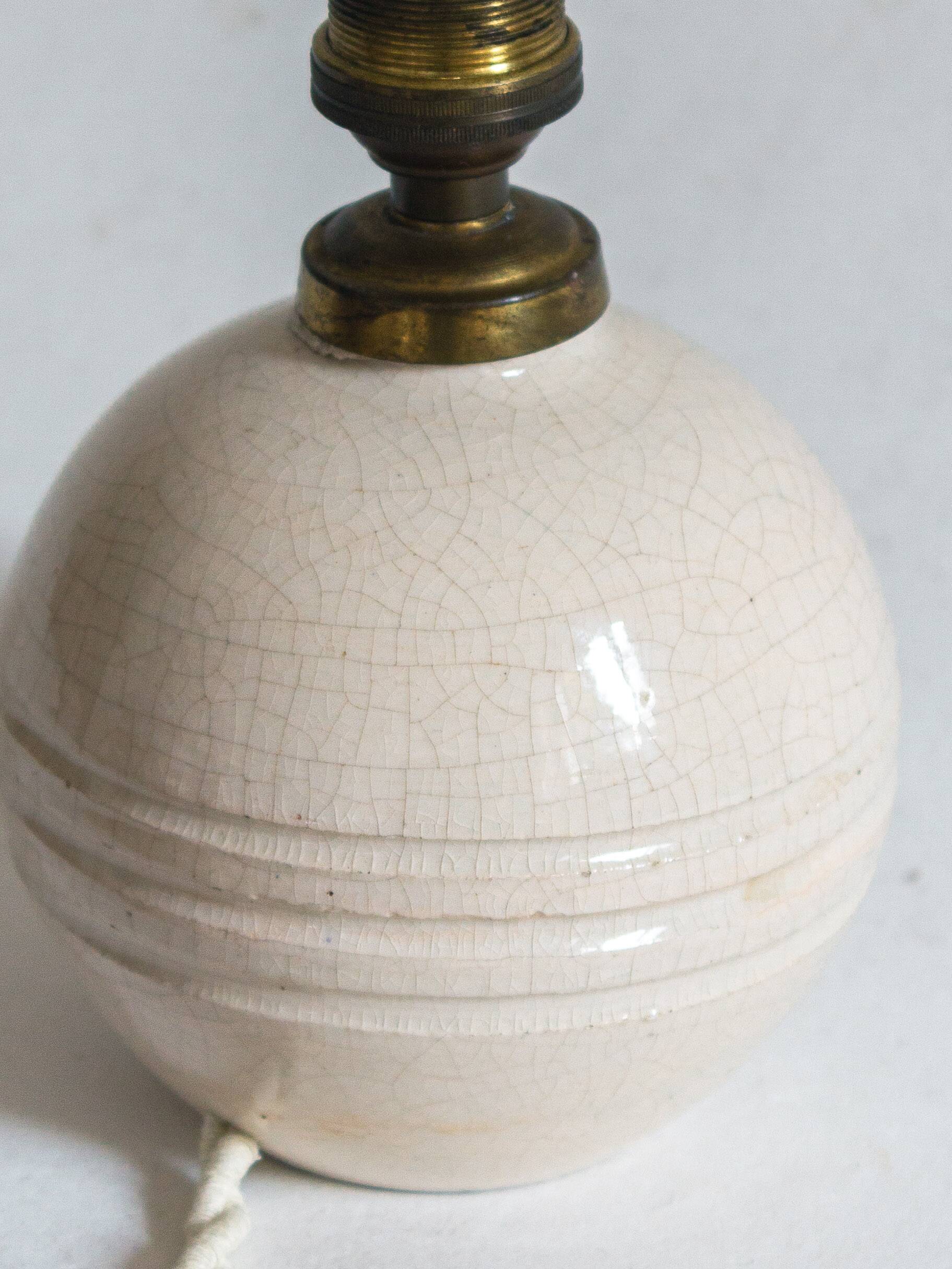White crackled ceramic lamp base, 1930s
