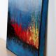 Contemporary abstract artwork in blue, red,black, yelow on stretched canvas