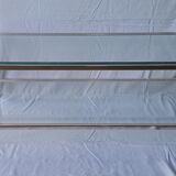 70s glass and brass coffee table