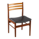 Chaise scandinave en teck et skaï noir, Danemark 1960