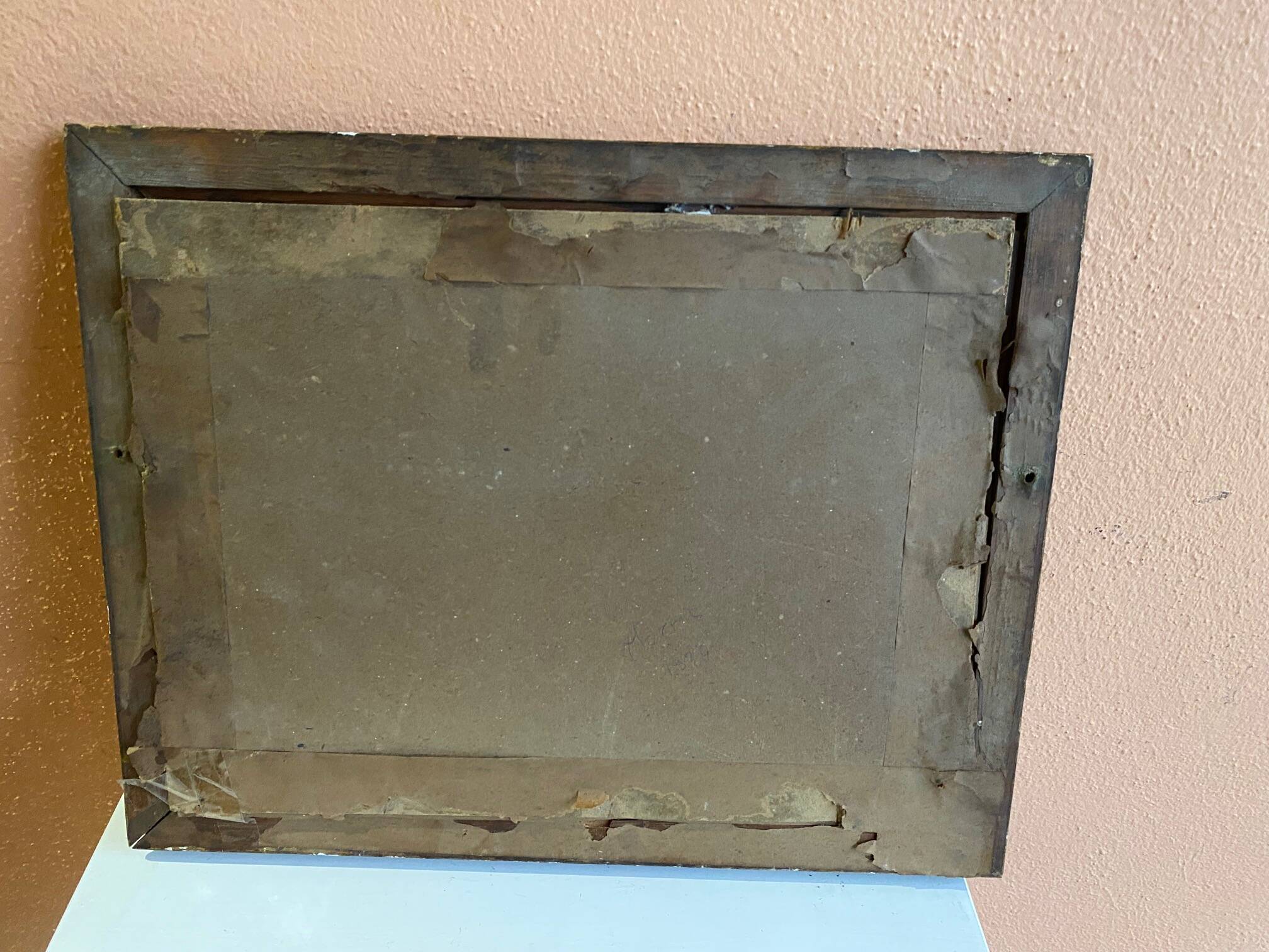 Animal painting cat minouche in gouache signed morris 1934 wooden frame