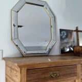 Miroir octogonal à parcloses en laiton par Jan Deknudt