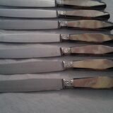 12 ART DECO KNIVES.  bi-color handle