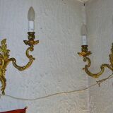 Paire d'appliques style rocaille bronze