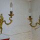 Pair of bronze rocaille style wall lights.