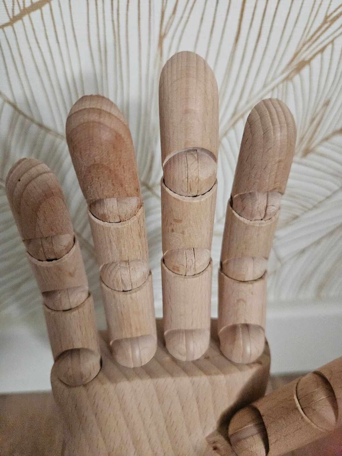 Large articulated wooden hand