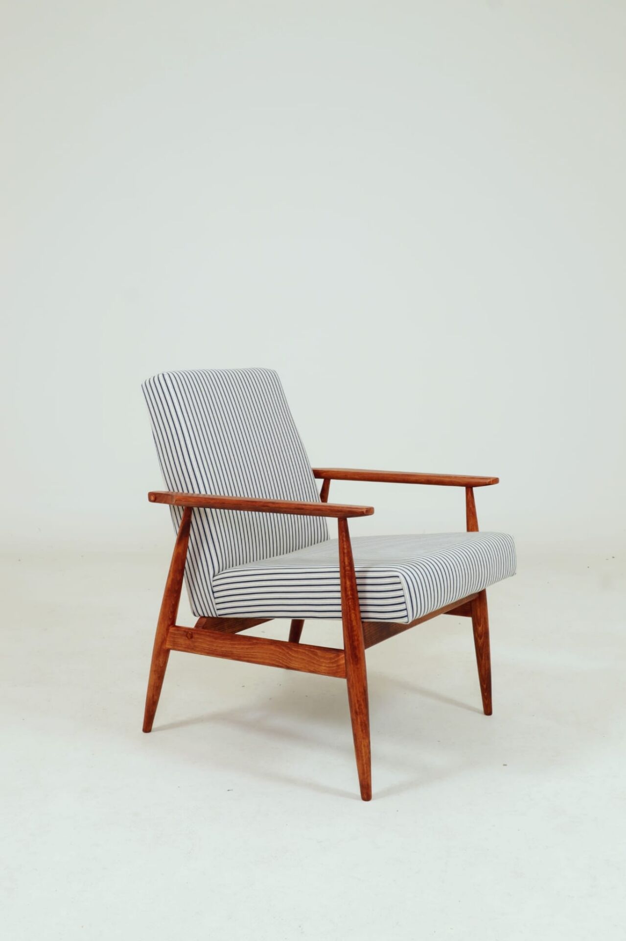 Fauteuil & Repose-pieds tissu cotton rayé