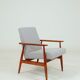 Fauteuil & Repose-pieds tissu cotton rayé