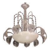 Elegant Art Decò, Barovier & Toso Chandelier, Murano Glass, 1950s