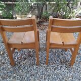 Set of two regain wooden chairs by roland haeuster, for les arcs selection charlottes perriand