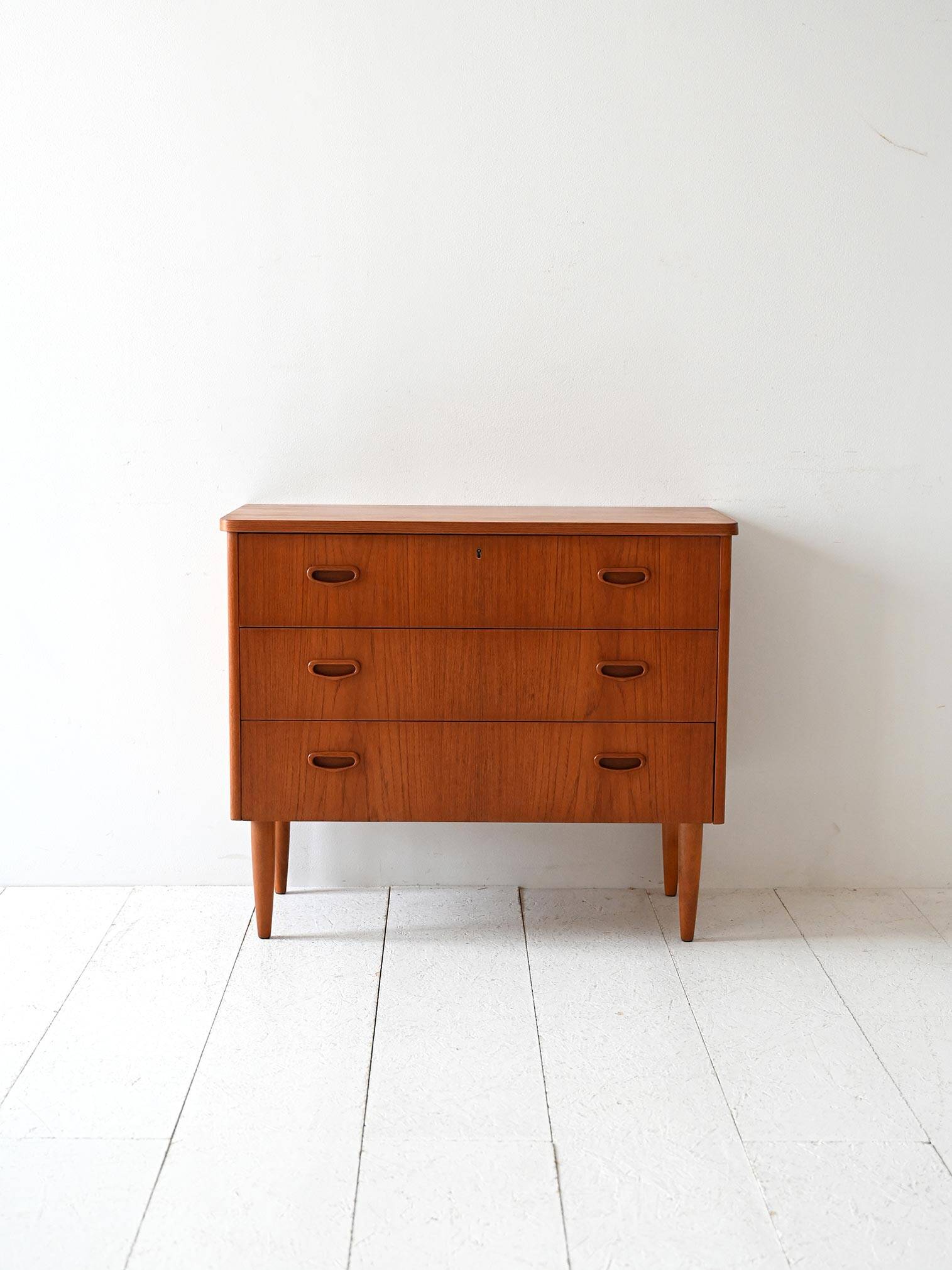 Scandinavian chest of drawers with three teak drawers from the 1960s.