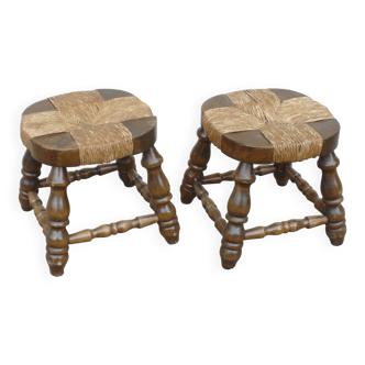 Pair of vintage straw stools 1940