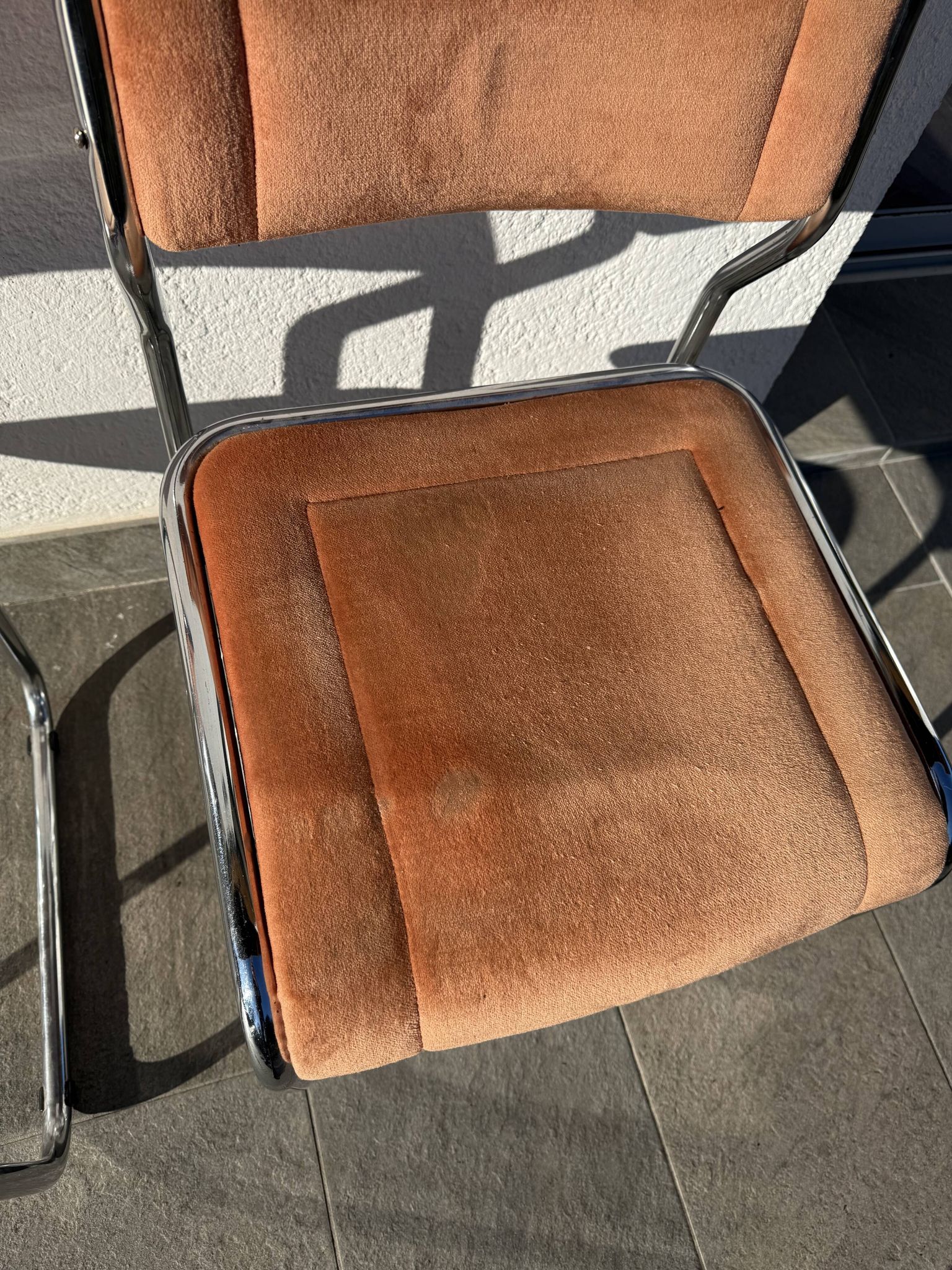 Pair of Bauhaus style dining chairs with infinity frame