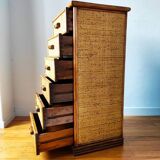 Vintage wicker and rattan chest of drawers