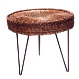Woven rattan tripod table