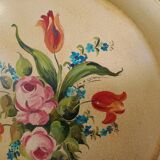 Napoleon III round serving tray, hand-painted and signed