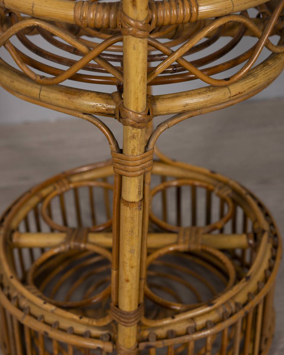 Vintage Italian Bamboo Bar Basket, 1960s