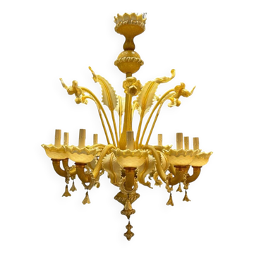 Grand lustre vénitien en verre de Murano à 10 lumières, années 1950