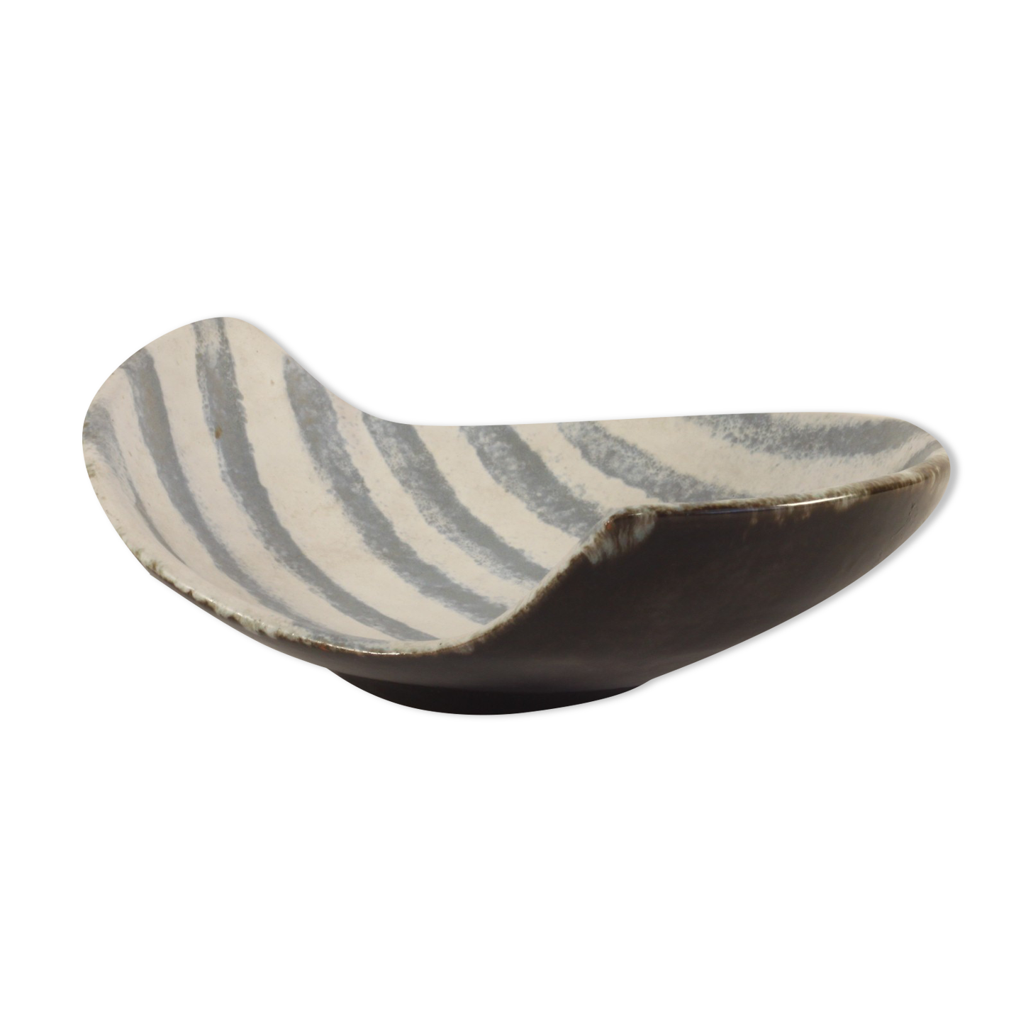Striped ceramic vide-poche bowl by Carstens Tönnieshof, Germany 1950s.